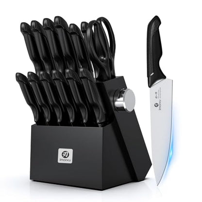imarku 14-Piece Japanese High-Carbon Stainless Steel Knife Set, Black - color: Black, size: 14 Pcs