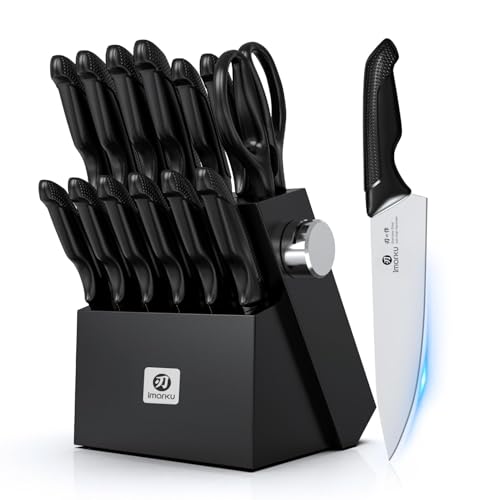 imarku 14-Piece Japanese High-Carbon Stainless Steel Knife Set, Black - color: Black, size: 14 Pcs