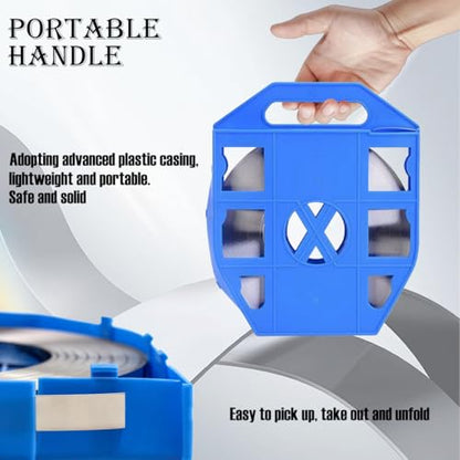 Strapping Kit with Strapping Tensioner Tool,S304 Stainless Steel Strapping,100 ft * 1/2 in W * 0.02 in,Blue Plastic Tray,100 Steel Buckles for High Strength Packaging Strapping Bundle Packaging