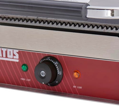 Kratos Commercial Electric Panini Sandwich Grill with Grooved Plates - size: Medium w/ Grooved Plates