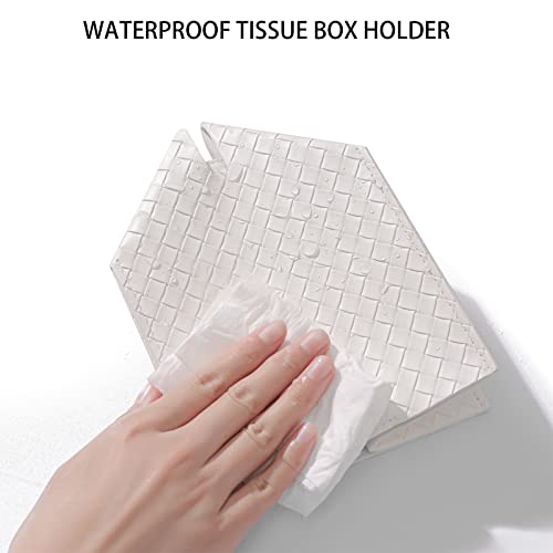 Tissue Box Cover Square Leather Facial Paper Holder, White - color: White, size: square