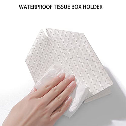 Tissue Box Cover Square Leather Facial Paper Holder, White - color: White, size: square