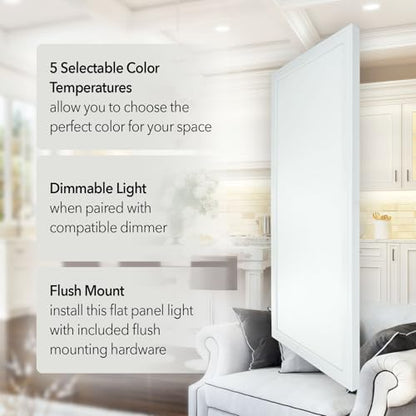GT-Lite 4 Pack 1'x4' 4500 Lumen LED Flat Panel,Flush Mount,5 CCT,3 Brightness,Dim,CRI 90 for Living Room Bedroom Home Office - color: White