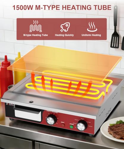 18" Commercial Electric Griddle with 5 Minute Reminder Timer, 1500W - size: 18"