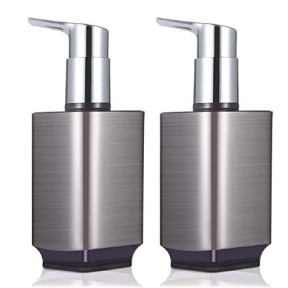 Boperzi 2 Pack Soap Dispenser Rust Proof Refillable Liquid Hand & Dish Soap Dispenser Set Leak Proof Plastic Chorme Pump for Kitchen Bathroom, 10oz