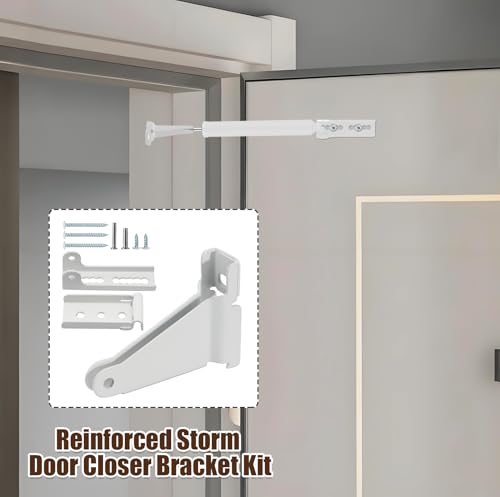 Biaungdo White Reinforced Storm Door Closer Bracket Kit
