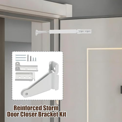 Biaungdo White Reinforced Storm Door Closer Bracket Kit