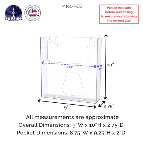 Marketing Holders PegBoard Catalog Holder Clear Plastic 8.5" Literature Display Peg Board Large Brochure Display Advertisement Organizer - size: 8 1/2"W PegBoard Mount