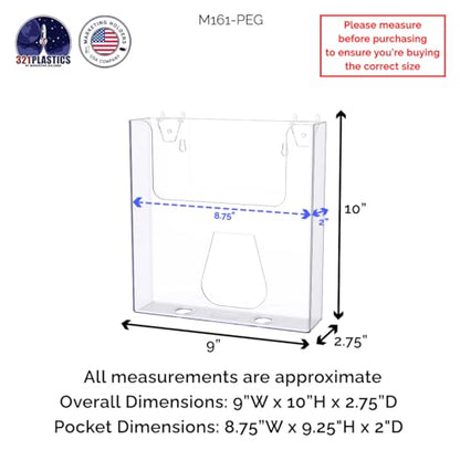 Marketing Holders PegBoard Catalog Holder Clear Plastic 8.5" Literature Display Peg Board Large Brochure Display Advertisement Organizer - size: 8 1/2"W PegBoard Mount