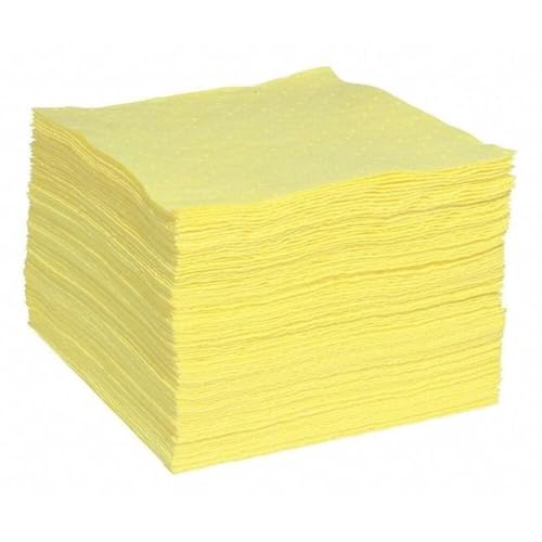 Hazmat Defender Absorbent Mat Pad, Heavyweight, Polypropylene, 19” x 15” (L x W), Yellow, Pack of 100 (YPB100H)