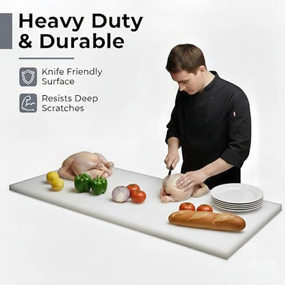 Commercial Cutting Board, Plastic Poly Kitchen Board Dishwasher Safe, Heavy Duty Food Prep Surface for Restaurant Use (36"L x 24"W x 0.38"Th) - color: White, size: 36"L x 24"W