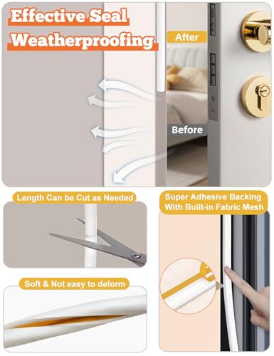 Weather Stripping Door Seal Strip,32.8 FT D Shaped Weatherstripping - color: White, size: S (3/8"W × 1/4“T)