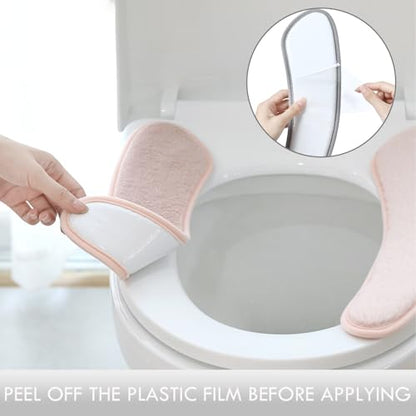 Thick and Warm Toilet Seat Cushion Cover - with Sticky Toilet Seat Cushion - Washable and Reusable Mat for Winter - Double Flap Separation, TPR Back Adhesive, Soft and Protective (Pink) - color: Pink