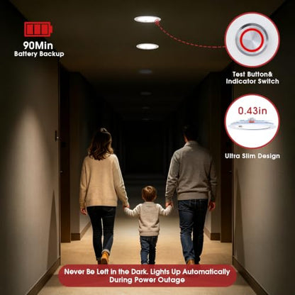 6 Inch Recessed Led Light with 90 Min Emergency Battery Backup,5CCT Dimmable Emergency Downlight,12W/15W/18W Tunable Canless Recessed Light, Commercial Ceiling Lights 100-277V,UL Damp Rated (1 Pack) - color: 1 Pack