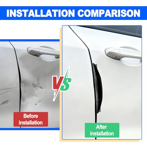 Set of 4 Pieces Universal Car Door Edge Guards Heavy Duty Anti-Collision Strips with Self-Adhesive Door Protector for Cars SUVs Trucks Black