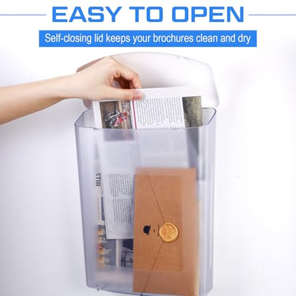 Menkxi 3 Pcs Estate Brochure Box Wall Mount Waterproof Flyer Holder, White - color: White