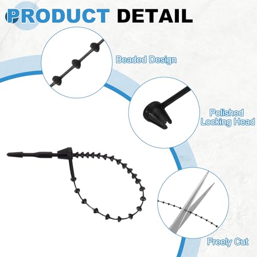 1000 Pcs Beaded Loop Tie Fasteners 3 Inch Snap Lock Pin Black - color: Black, size: 3 Inch