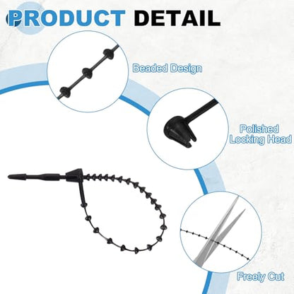 1000 Pcs Beaded Loop Tie Fasteners 3 Inch Snap Lock Pin Black - color: Black, size: 3 Inch