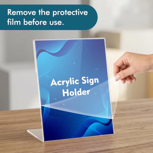 Comix Acrylic Sign Holder 8.5x11 Inches, 6 Pack L Shape Table Paper Stand