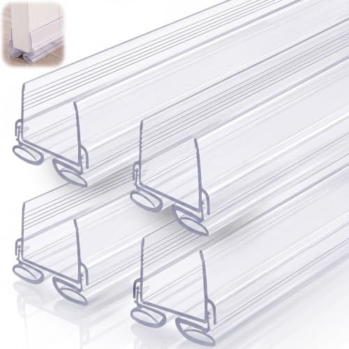 Yaocom 4strip 32" Vinyl U Shape Door Bottom Seal Slide on Door Sweep, Clear - color: Clear