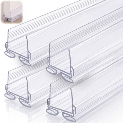 Yaocom 4strip 32" Vinyl U Shape Door Bottom Seal Slide on Door Sweep, Clear - color: Clear