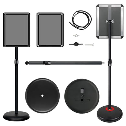 2 Pack Pedestal Sign Holder, 8.5 x 11" Floor Standing Display Stand, Black - color: Black, size: 8.5x11in-2p