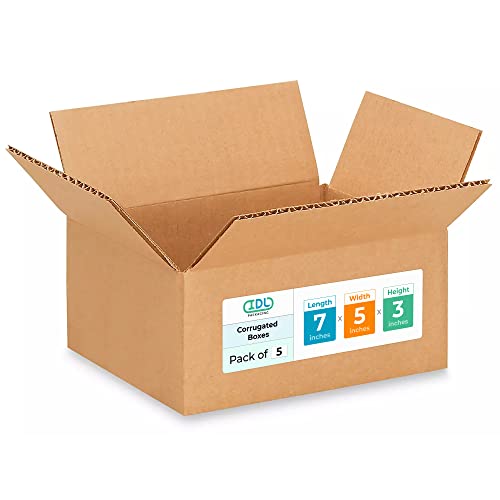 Small Moving & Shipping Boxes 7 x 5 x 3 inches (5-Pack) - Extra Strength 200 lb vs Regular - Corrugated Moving Boxes for USPS/FEDEX - Easy-to-Recycle Shipping Box - Packing Box by IDL Packaging - size: 7 * 5 * 3" (Small Boxes)