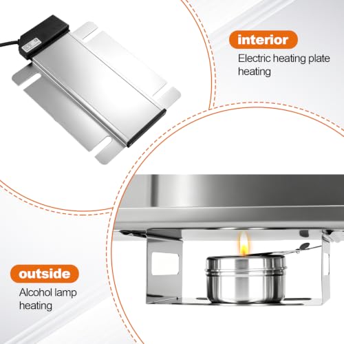 9QT, Electric Chafing Dish Set,Electric Chafing Dishes Warming Trays Buffet Warmer,Food Servers Warmers Sets Party Commercial Buffet Set for Parties,Full Size & Half-Size &Three-Section,400w