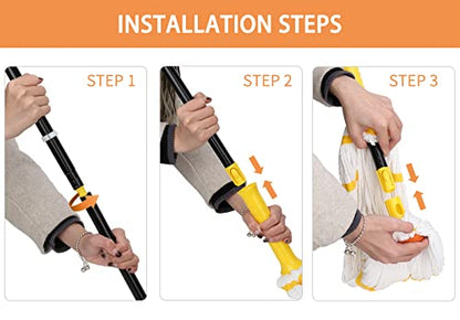 Self-Wringing Twist Mop, Microfiber Mop for Floor Cleaning, 57" Long Handle - color: Yellow (1 Handle & 1 Mop Head)