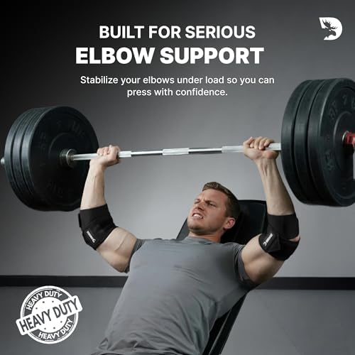 DMoose Elbow Wraps for Weightlifting Men & Women (Pair) - 40'' Adjustable Elbow Strap for Gym Workout & Bench Press, Compression Support Wrap for Tendonitis, Joint Support, Power Lifting & Deadlifts - color: Black.