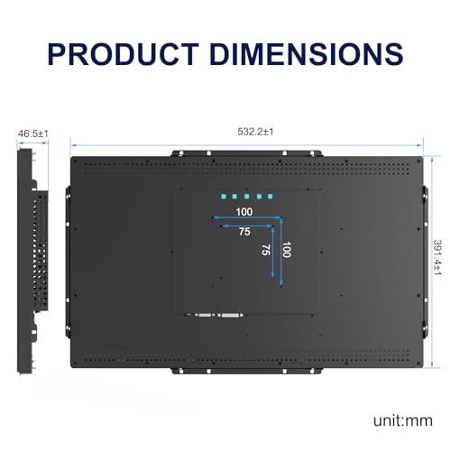 10-Point Multi-Touch Industrial Display, 21.5 Inch FHD Open Frame Touch Monitor, Capacitive Touch Screen Monitor with HD-MI VGA, VESA Mounting Open Bracket Installation - size: 21.5