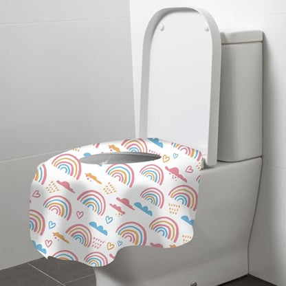 60 Pack Toilet Seat Covers Disposable, Extra Large Waterproof Toilet Cover for Toddlers & Adults, Individually Wrapped Travel Essential Portable Potty Training in Public Restrooms, Trip - Rainbow - color: Rainbow