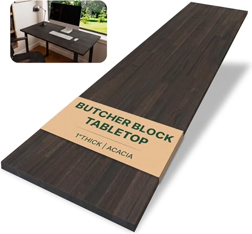 Howizz 48x30 in Solid Wood Table Top - 1in Thick Butcher Block Countertop for Standing Desk, Office Table, Workbench, DIY Furniture Projects, Espresso Color - color: 3.1 - Espresso, size: 48"L x 30"W x 1"Th