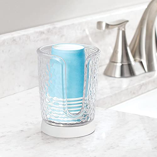 mDesign Plastic/Steel Compact Small Disposable Paper Cup Dispenser Storage Holder for Rinsing Cups on Bathroom Vanity Countertops - Rain Collection - Clear/White - color: Clear/White