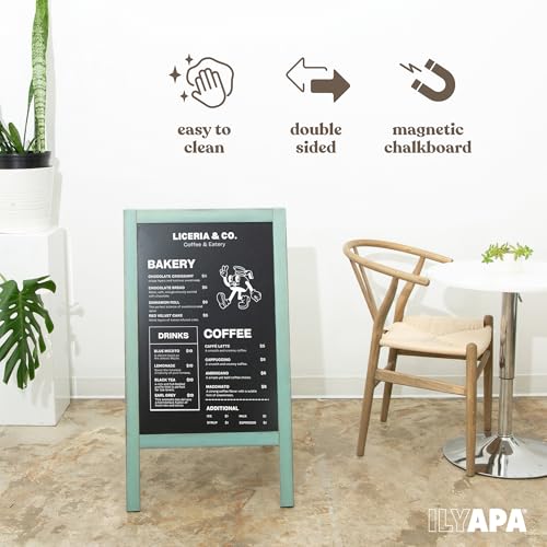 Ilyapa A Frame Chalk Board Easel Sign 40x20 in - Sandwich Signs Outdoor - color: Turquoise