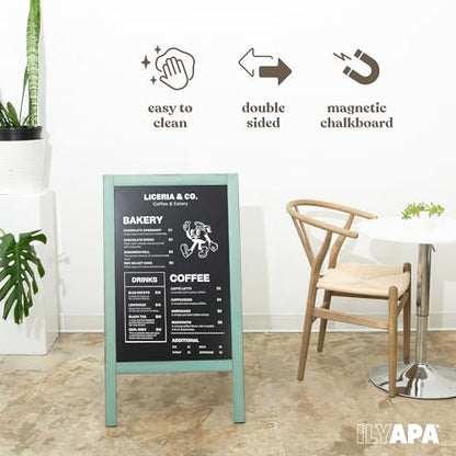 Ilyapa A Frame Chalk Board Easel Sign 40x20 in - Sandwich Signs Outdoor - color: Turquoise