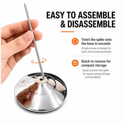 Receipt Holder, Receipt Spike for Restaurants, Stainless Steel Check Spindle Bill Fork with Solid Heavy-Duty Non-Slip Base, Receipt Memo Note Holder for Cafes, Food Trucks, Offices, 1 Pack - style: 1 PACK