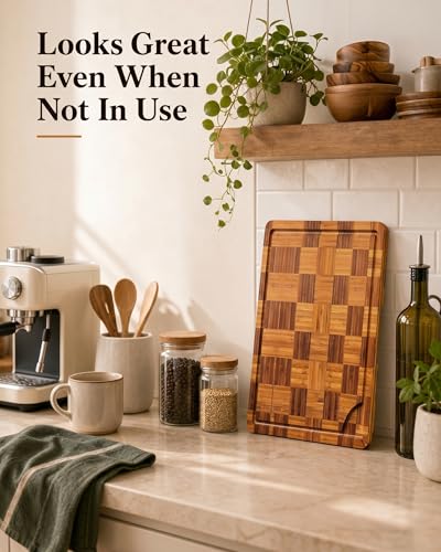 Checkered Cutting Board,18" x 12" X-Large Bamboo Cutting Board for Kitchen - color: Brown XL-18"x12"