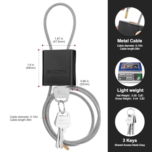 Cable Lock with 3 Keys | L 3.28ft(1m),D 1/6in(4mm) Adjustable Steel Cable Padlock | Aluminum Locks for Bikes, Gate, Lockers & Outdoor Gear | Weatherproof & Black - color: black-L 3.28ft(1m),D 1/6in(4mm)