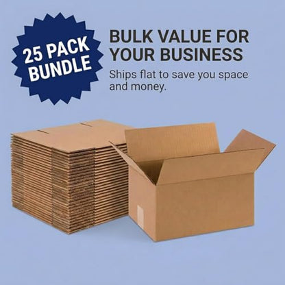 Flat Corrugated Cardboard Shipping Boxes 10"L x 10"W x 2"H | Single-Wall Small Kraft Boxes for Moving, Packing and Storage (25 Pack) - size: 10x10x2
