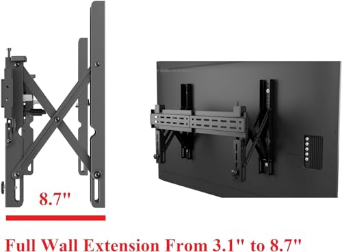 Mount Plus POP-48T 1x2 Pop Out Video Wall Mount System for 37 to 70" TVs | TV Menu Board | Max VESA 600x400 | Commercial Grade 154 Lbs | Anti-Theft Protection | Full Extension to 8.7" - size: 1x2