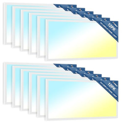 Amico 12 Pack 2x4 LED Flat Panel Light with 3CCT Selectable, 50W, ETL/FCC - size: 2x4 12Pack