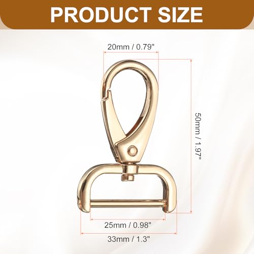 HARFINGTON 2Pcs Detachable Snap Hook Swivel Clasp 1" D Ring with Swivel Lobster Claw Clasps Hook for Purse Strap Keychain Bag DIY Craft, Gold - color: Gold, size: 1"
