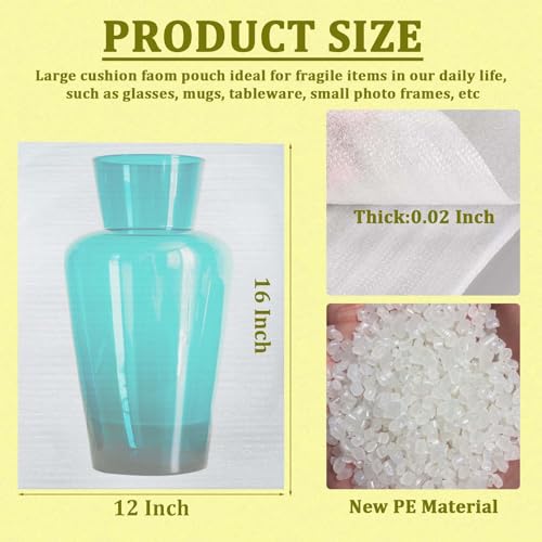 100 Pack Large Foam Pouches, 12x16" Packing Supplies for Dishes - color: TW-12x16inch