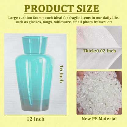 100 Pack Large Foam Pouches, 12x16" Packing Supplies for Dishes - color: TW-12x16inch