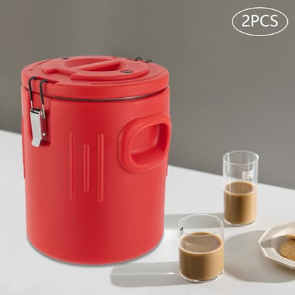 2Pcs Insulated Beverage Dispenser, 3.57Gal Stainless Steel Thermal Hot Cold Drink Beverage Dispenser, 24 Hours Portable Outdoors Water Cooler Jug for Coffee Milk Water Juice(No Spigot)