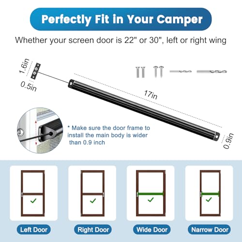 Upgraded RV Screen Door Closer with Adjustable Tension Includes Accessories