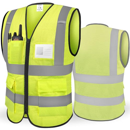 TICONN High Visibility Reflective Safety Vest for Men & Women, ANSI Class 2 - color: Yellow, size: Large
