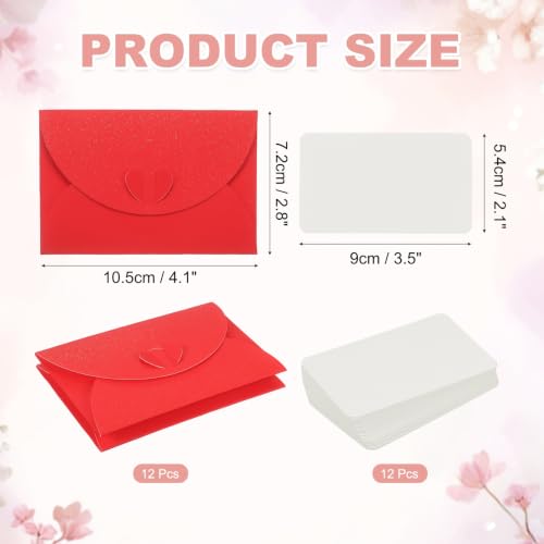 PATIKIL Gift Cards Envelopes (4.1"x 2.8",Red) Mini Heart Clasp 12PCS - color: Red