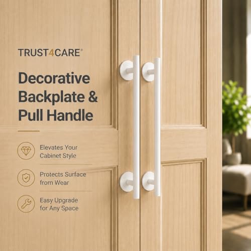 trust4care 4-Pack 2.3" White Backplates of Bifold Closet Door Cabinet Knob - color: White, size: Set of 4